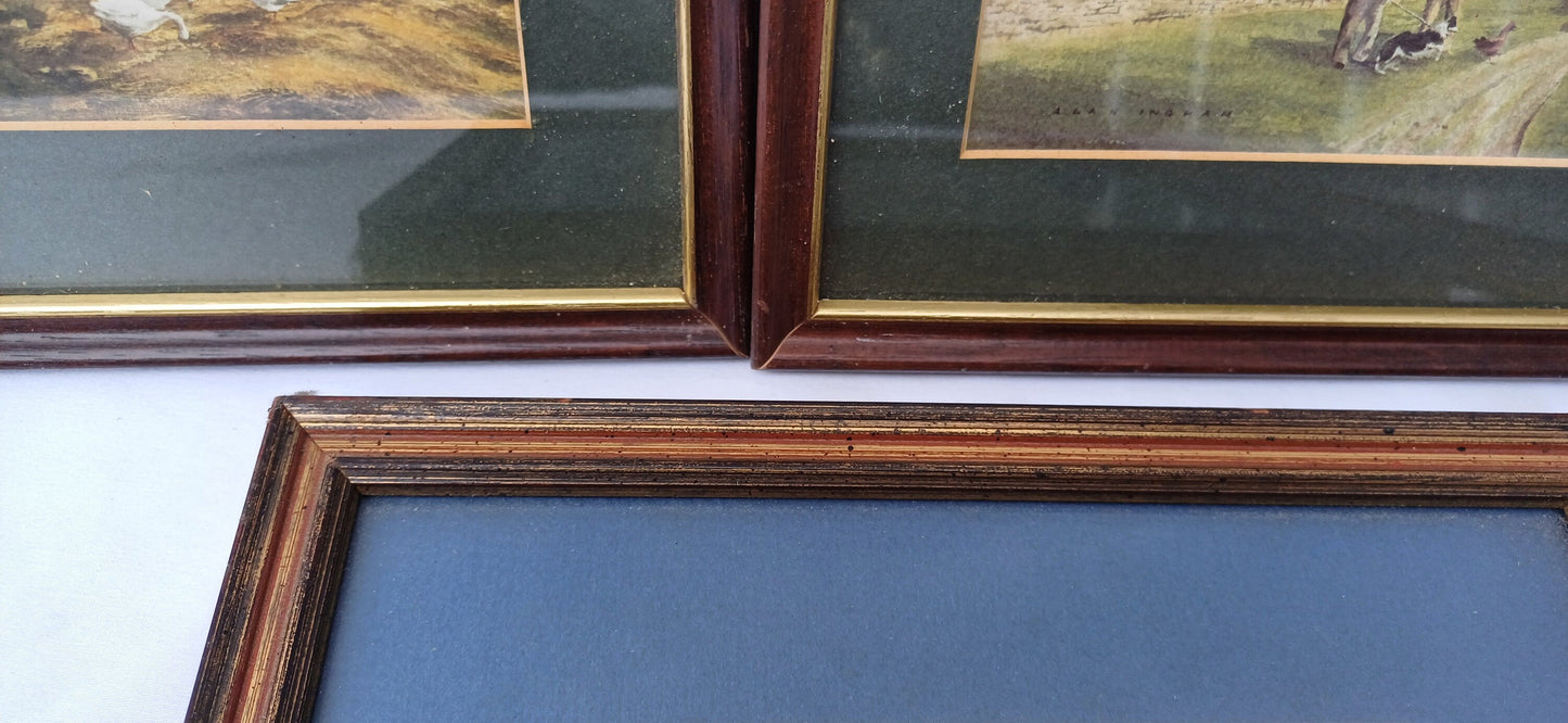 2 Sets Collection of Vintage Pictures Picture Frames Framing Glazed with Boarded Backings Frame Artist Upcycling Project. Northern Landscape