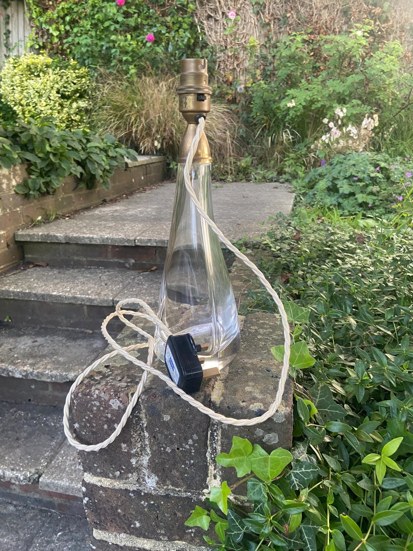 Retro upcycled glass vintage table lamp
