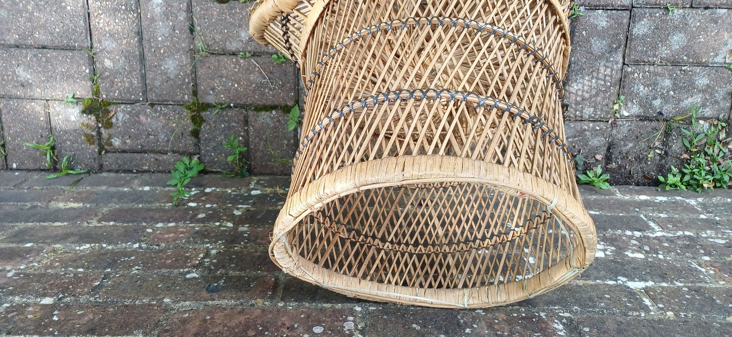 Superb Vintage Indian Childs Tub Chair Wicker Rattan Bamboo Cane.