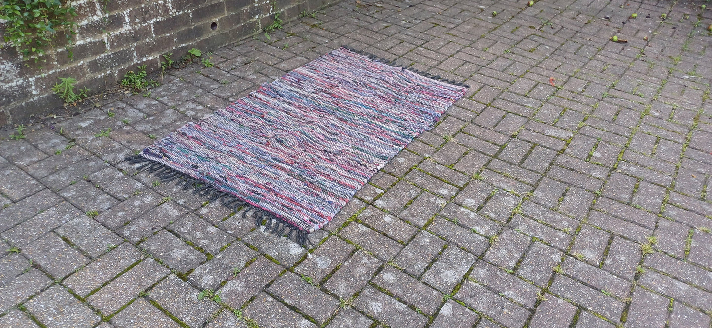 Large Vintage Classic 80s Woven Recycled Cotton Rag Rug.