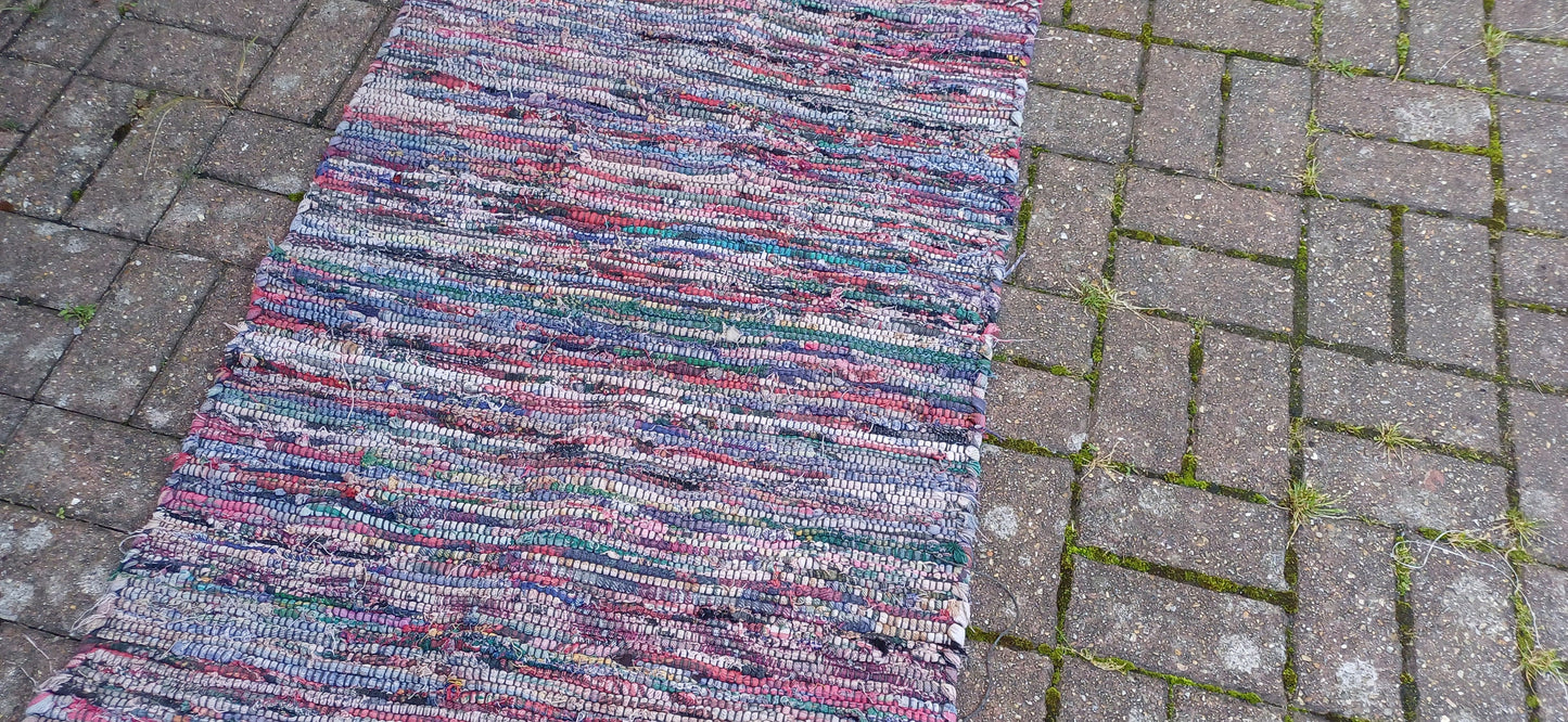 Large Vintage Classic 80s Woven Recycled Cotton Rag Rug.