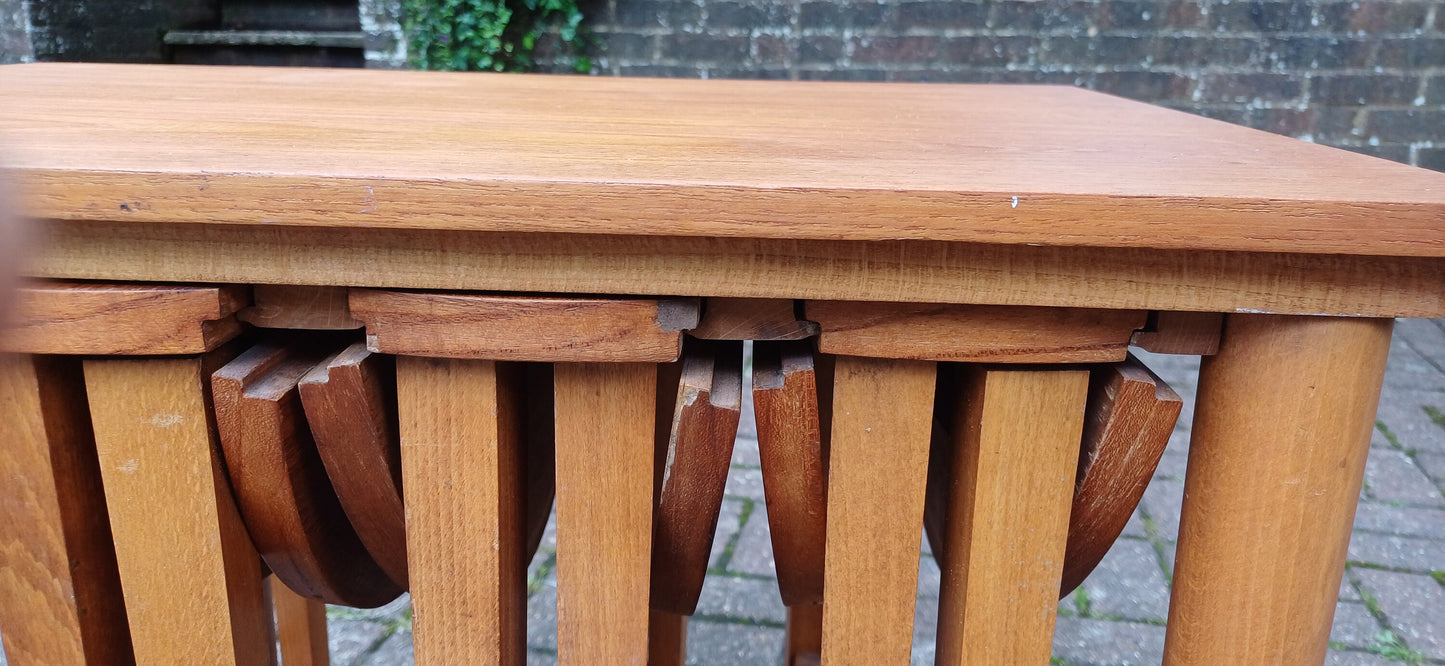 Iconic Danish Teak Vintage Retro Poul Hundevad Coffee Table on Castors Bedside Side Occasional. Nest with Four Auxiliary Folding Tables.