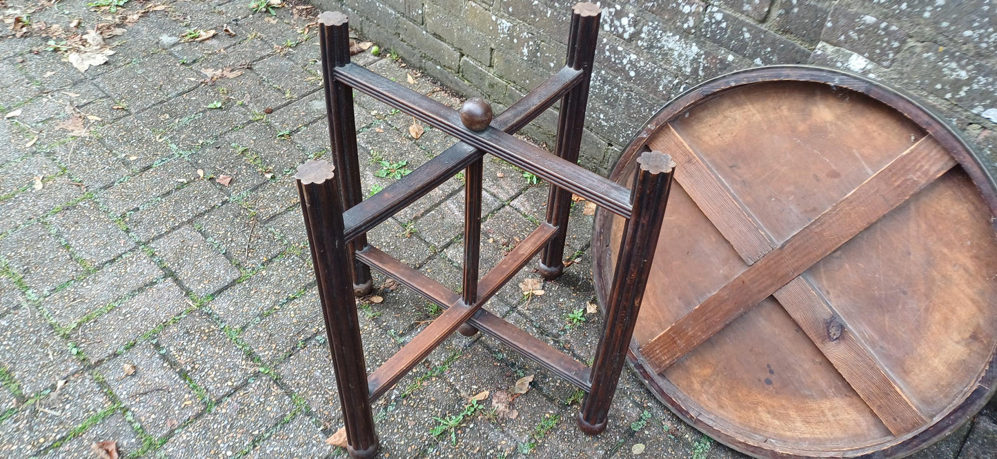 Vintage Mahogany and Brass Benares Table Coffee Side Occasional Decorative Folding.