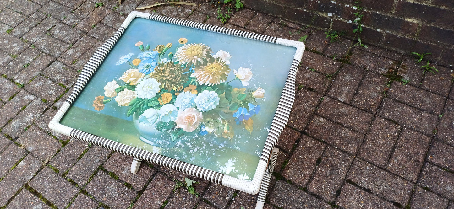Quirky Retro Coffee Table Fire Screen Still Life Black and White Woven Plastic Decoration Wilf Walker.