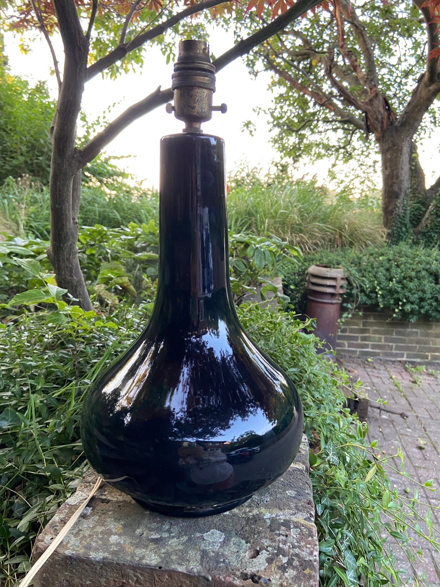 Classic 1960s Casa Pupo Black glazed retro table lamp - working, original bayonet and wiring; Casa Pupo London
