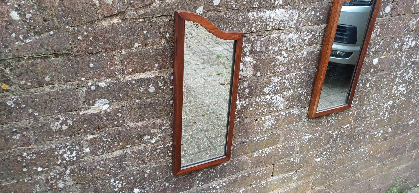 Quirky Pair of Upcycled Early 20th Century Shaped Mahogany Wall Mirrors.