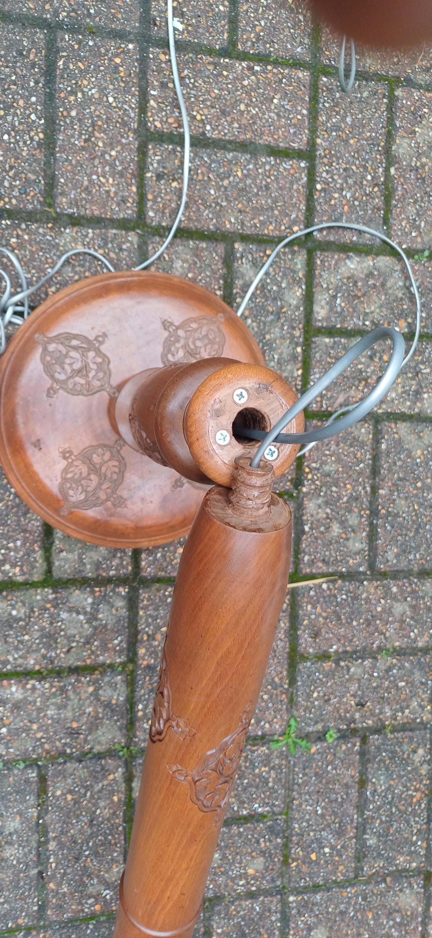 Superb Vintage Mid 20th Century Carved Oriental Style Standard Lamp