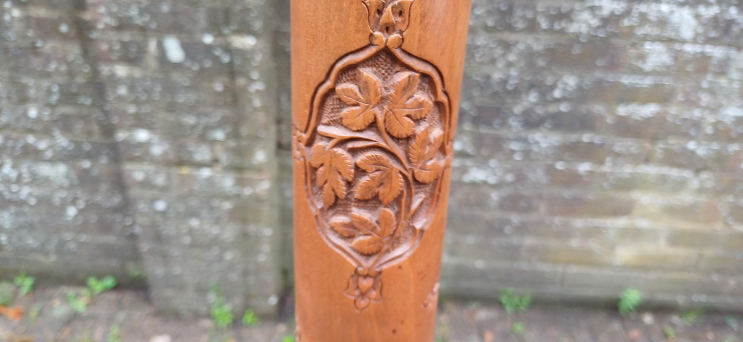Superb Vintage Mid 20th Century Carved Oriental Style Standard Lamp