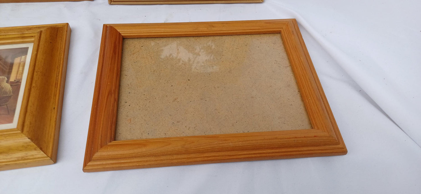 Collection of 6 Pine etc Vintage Pictures Picture Frames Framing Glazed with Boarded Backings Frame Photograph Artist Upcycling Project.