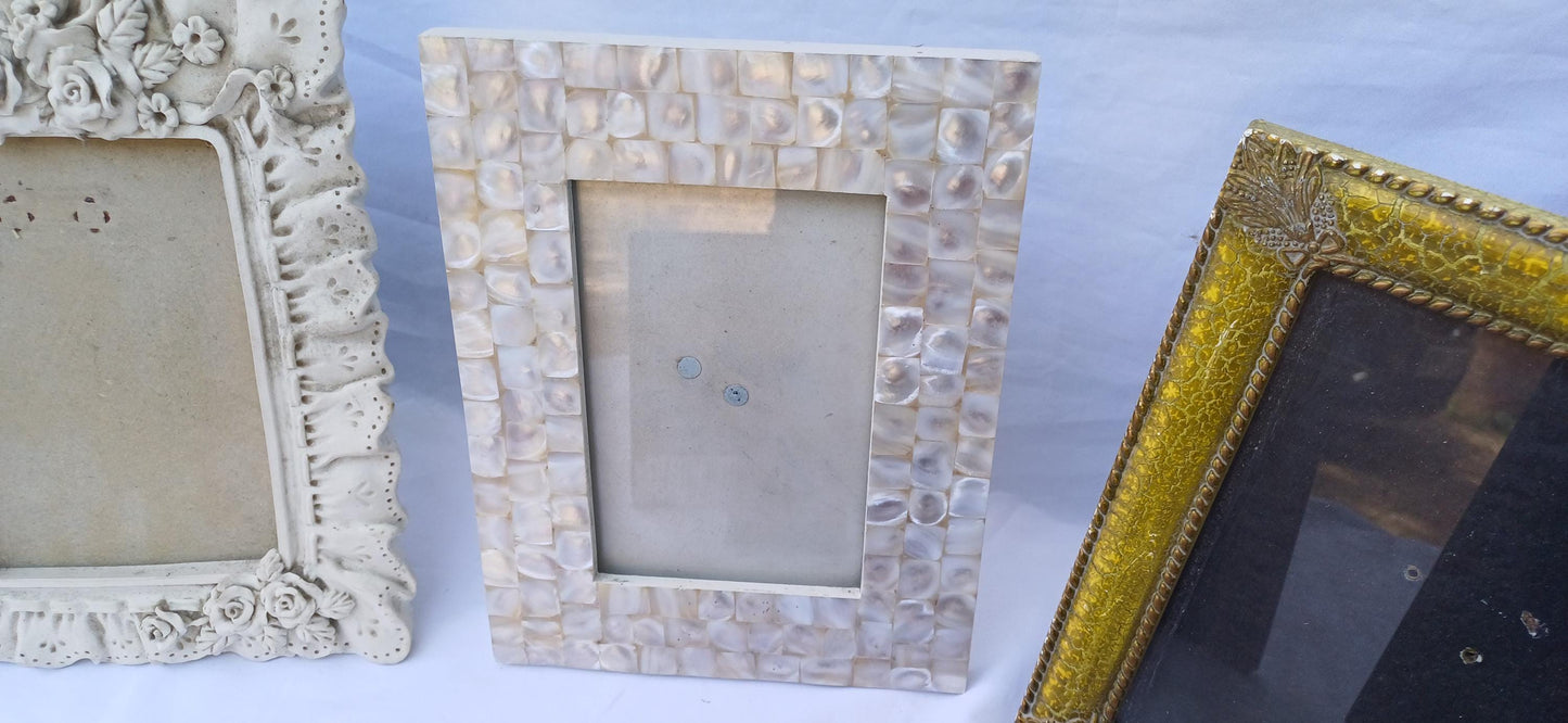 Collection of 6 Vintage Style Pictures Picture Frames Framing Glazed with Boarded Backings Frame Photo Photograph Artist Upcycling Project.