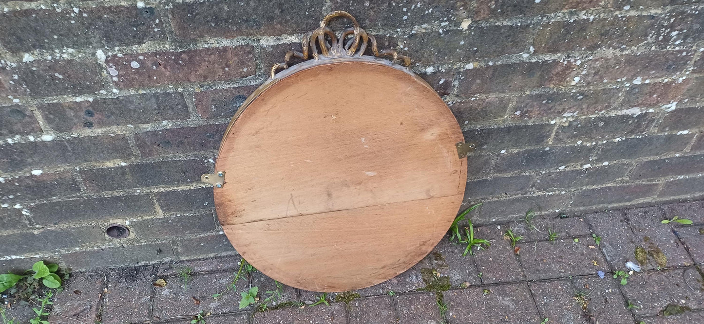 Vintage Late Victorian Gold Gilt Oval Decorative Wall Mirror Ornate Top Decoration