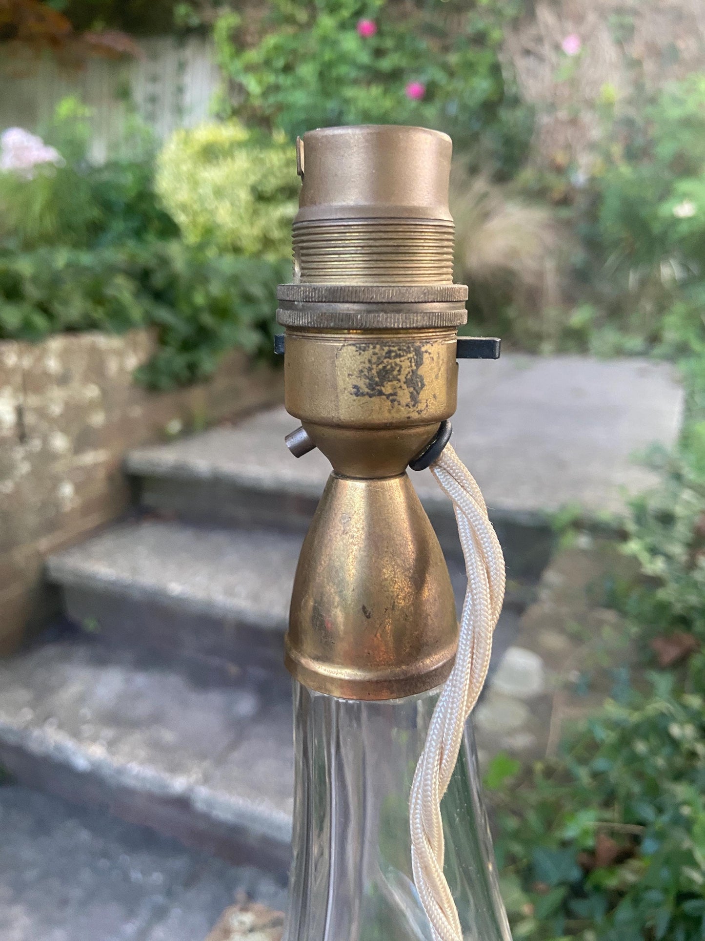 Retro upcycled glass vintage table lamp