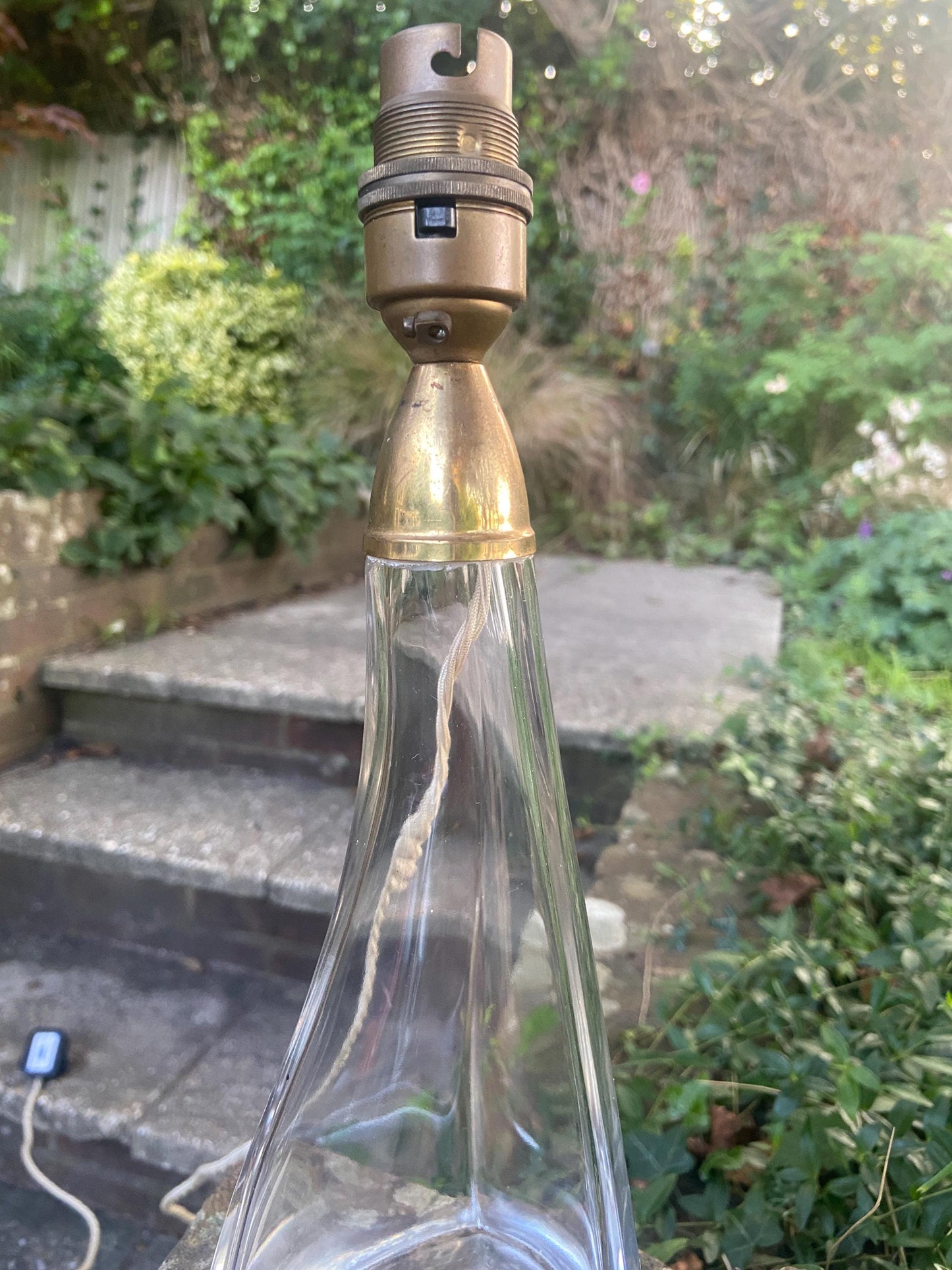 Retro upcycled glass vintage table lamp