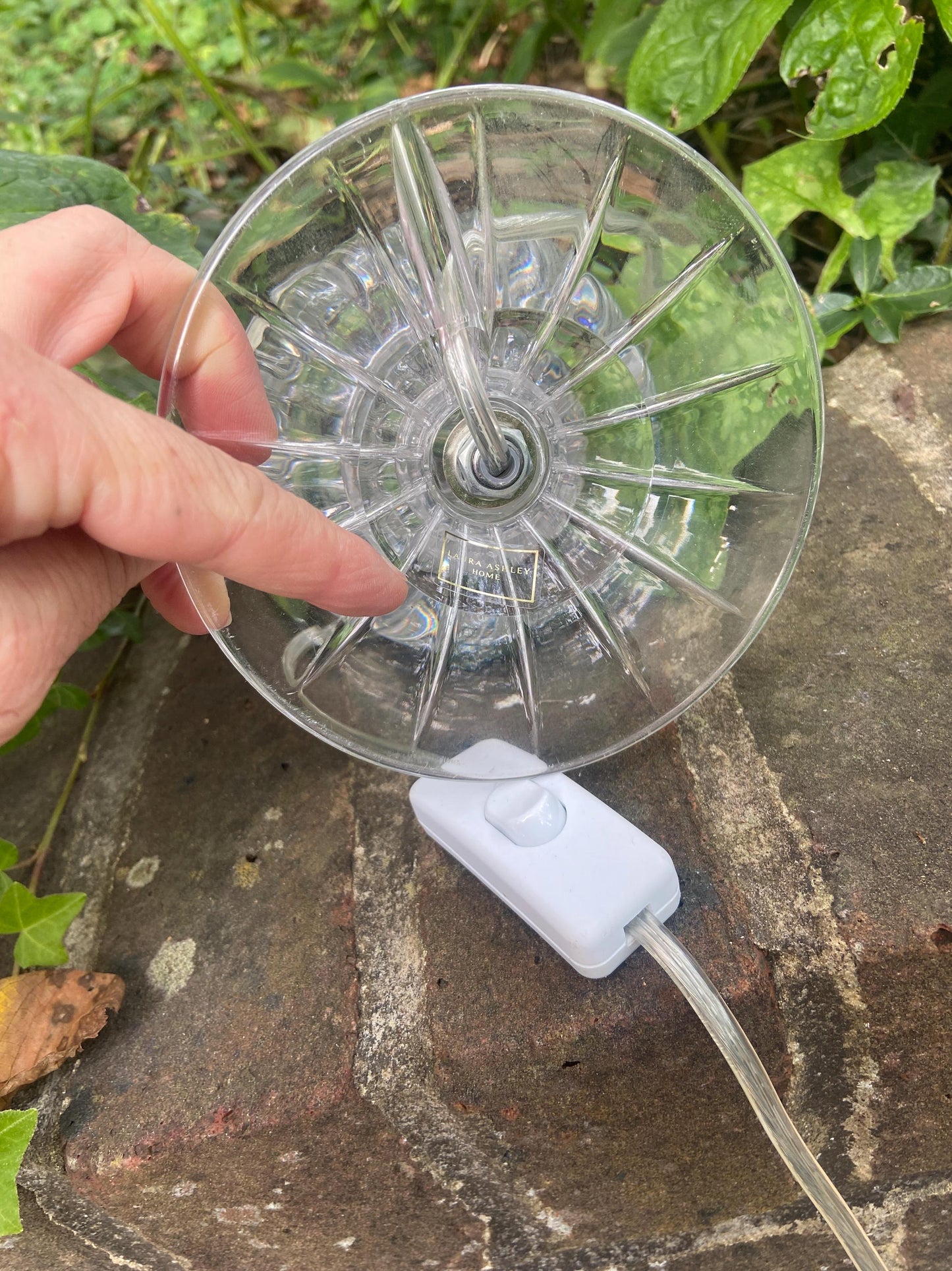 Vintage Laura Ashley Mock Crystal Glass Table lamp, working table vintage lamp