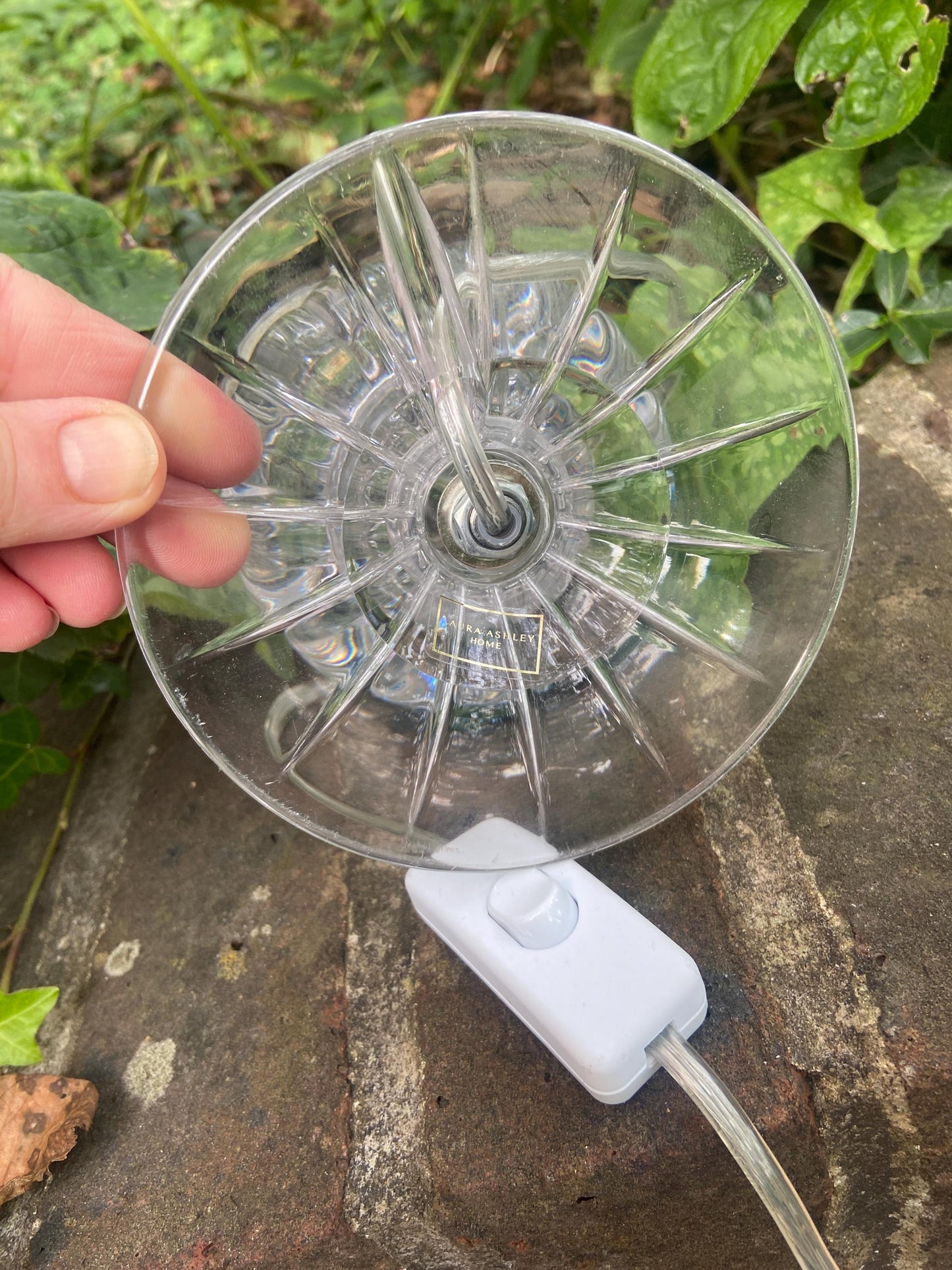 Vintage Laura Ashley Mock Crystal Glass Table lamp, working table vintage lamp