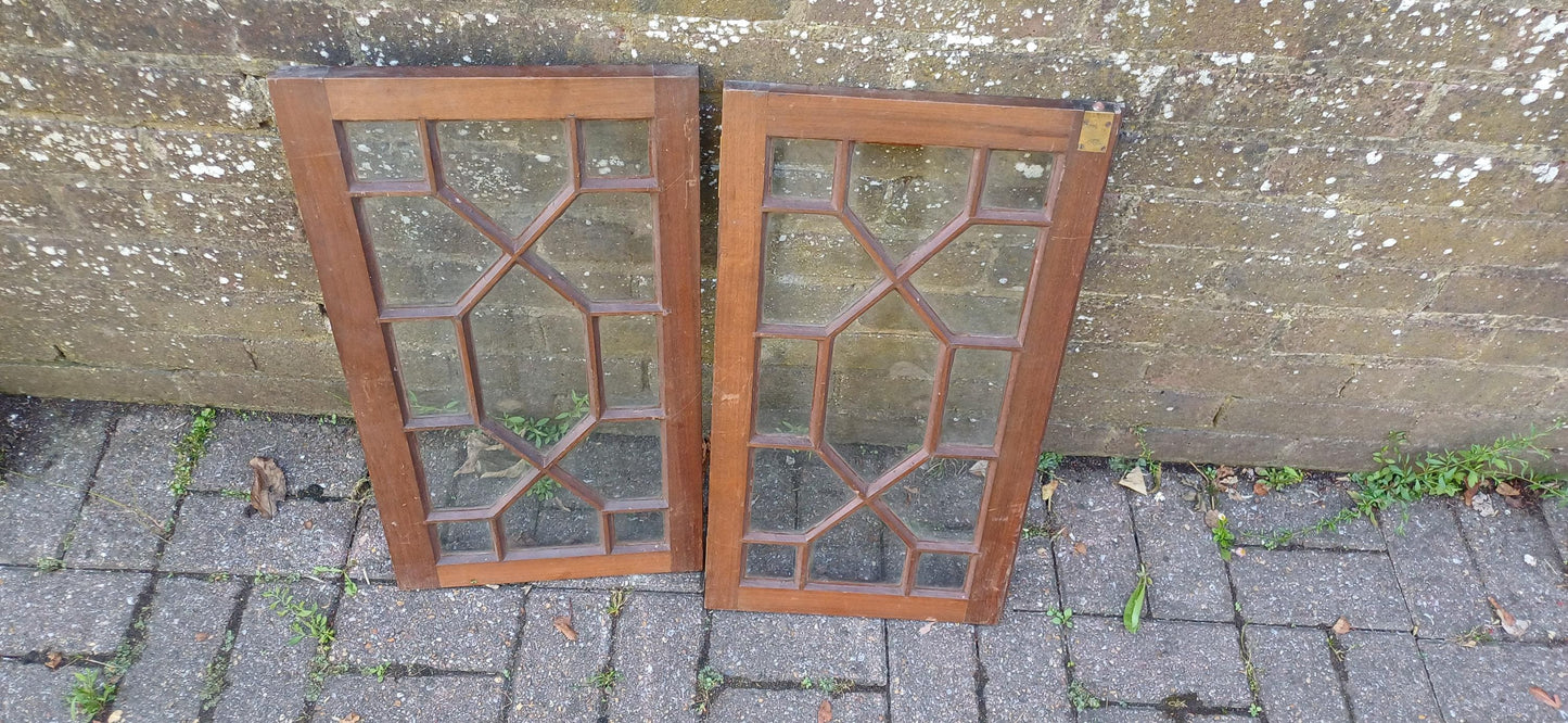 Pair of Late Victorian Astral Glazed Mahogany Doors Window Decoration or Project