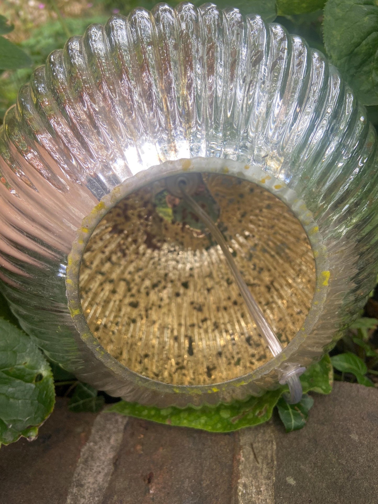 Vintage disco ball, round mirrored glass table lamp - working