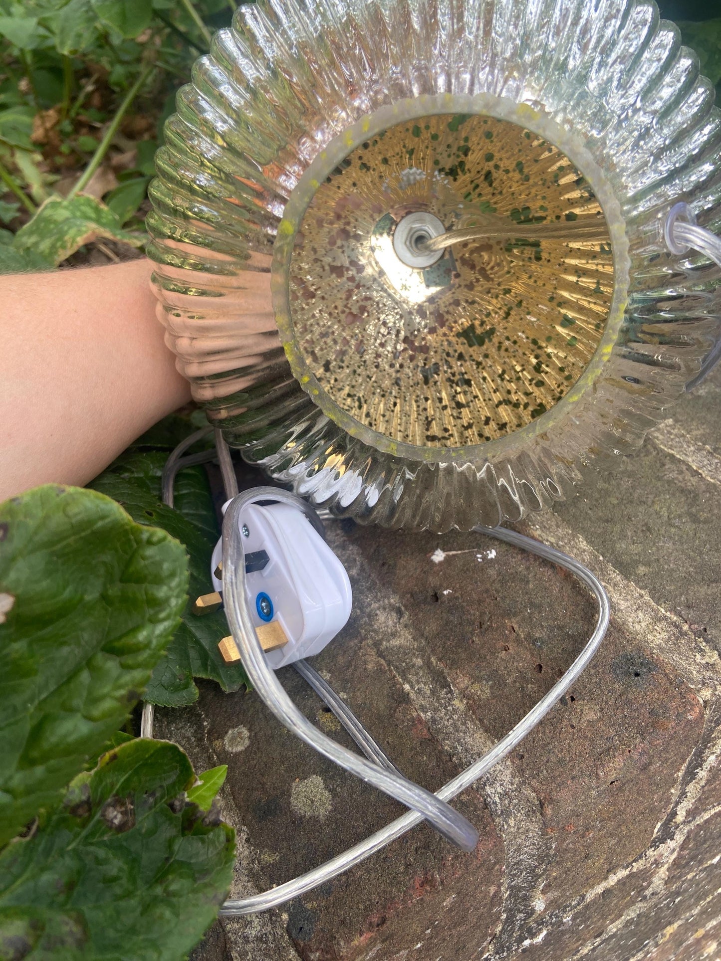 Vintage disco ball, round mirrored glass table lamp - working