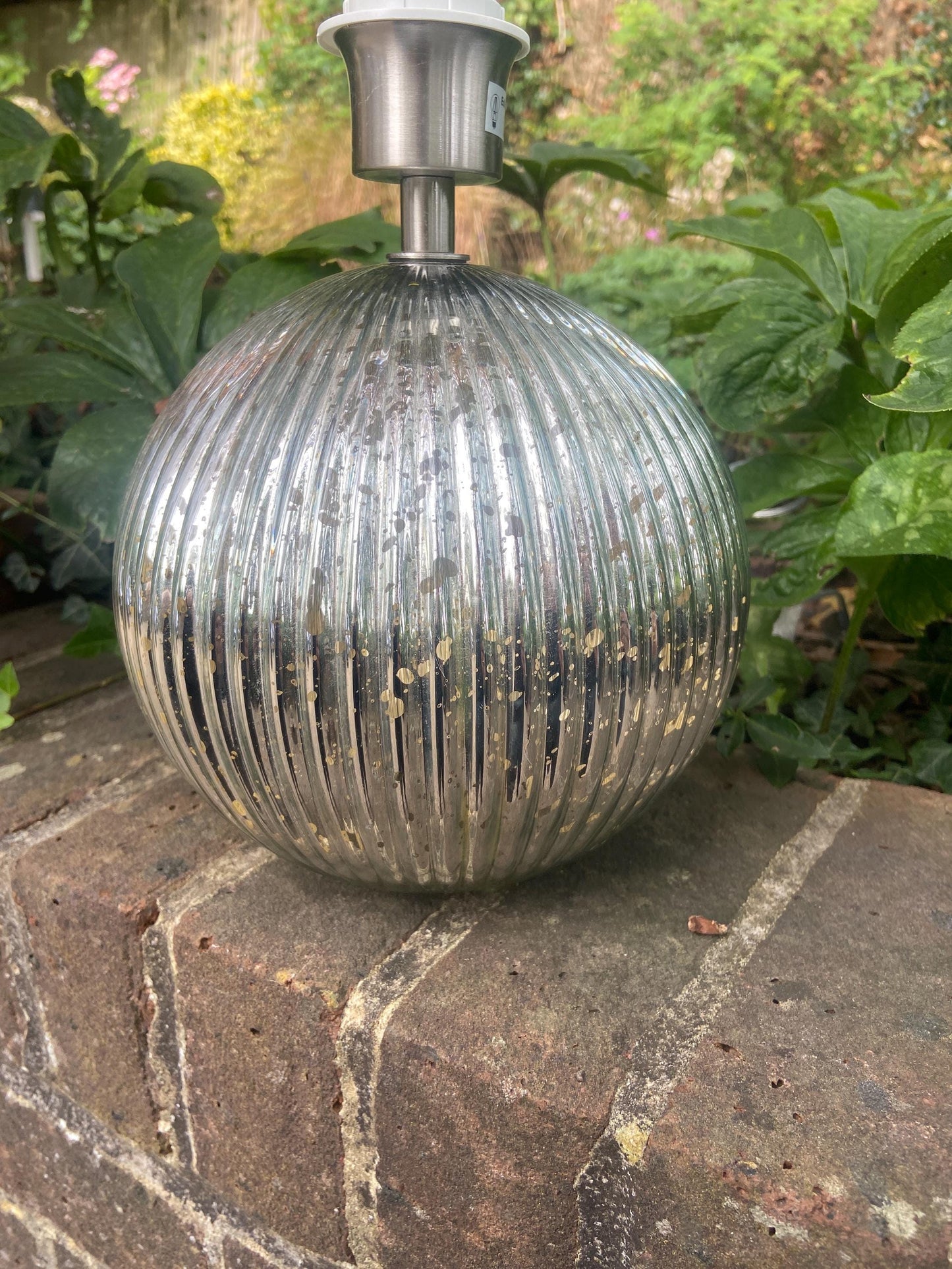 Vintage disco ball, round mirrored glass table lamp - working