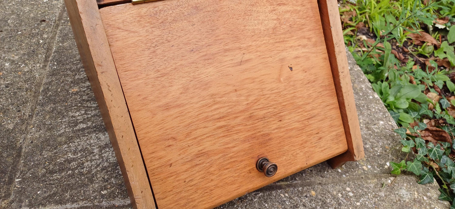 Beautiful Hand Stripped Restored Vintage Edwardian Coal Scuttle Coal Box Wood and Brass Inner Lining. Walnut or Mahogany.