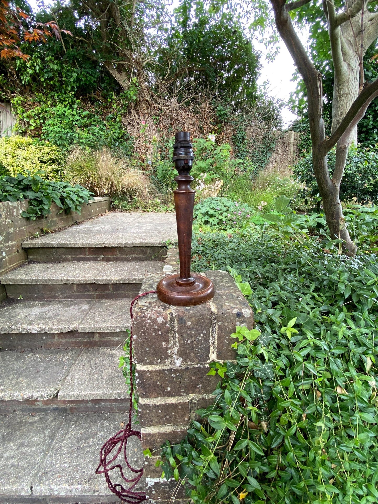 bakelite fitment; original 1900s wiring; wooden candles; original1920s original vintage table lamp; antique table lamp