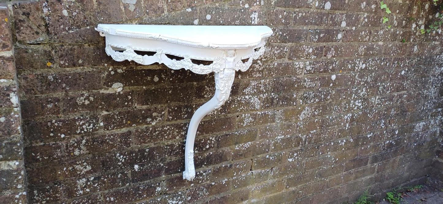 Imposing Genuine Vintage Retro 60s Wall Bracket Shelf Highly Decorative Painted White in Farrow and Ball