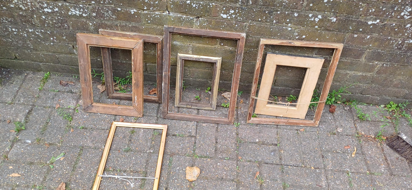 Collection of 7 Gold Gilt Vintage Pictures Picture Frames Framing Photo Photograph Artist Upcycling Project. 4 are Victorian.