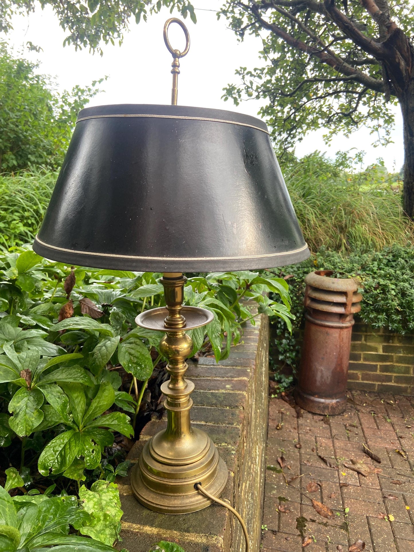 Vintage large mock French Empire Bouillotte style table lamp made by Leviton 1980s