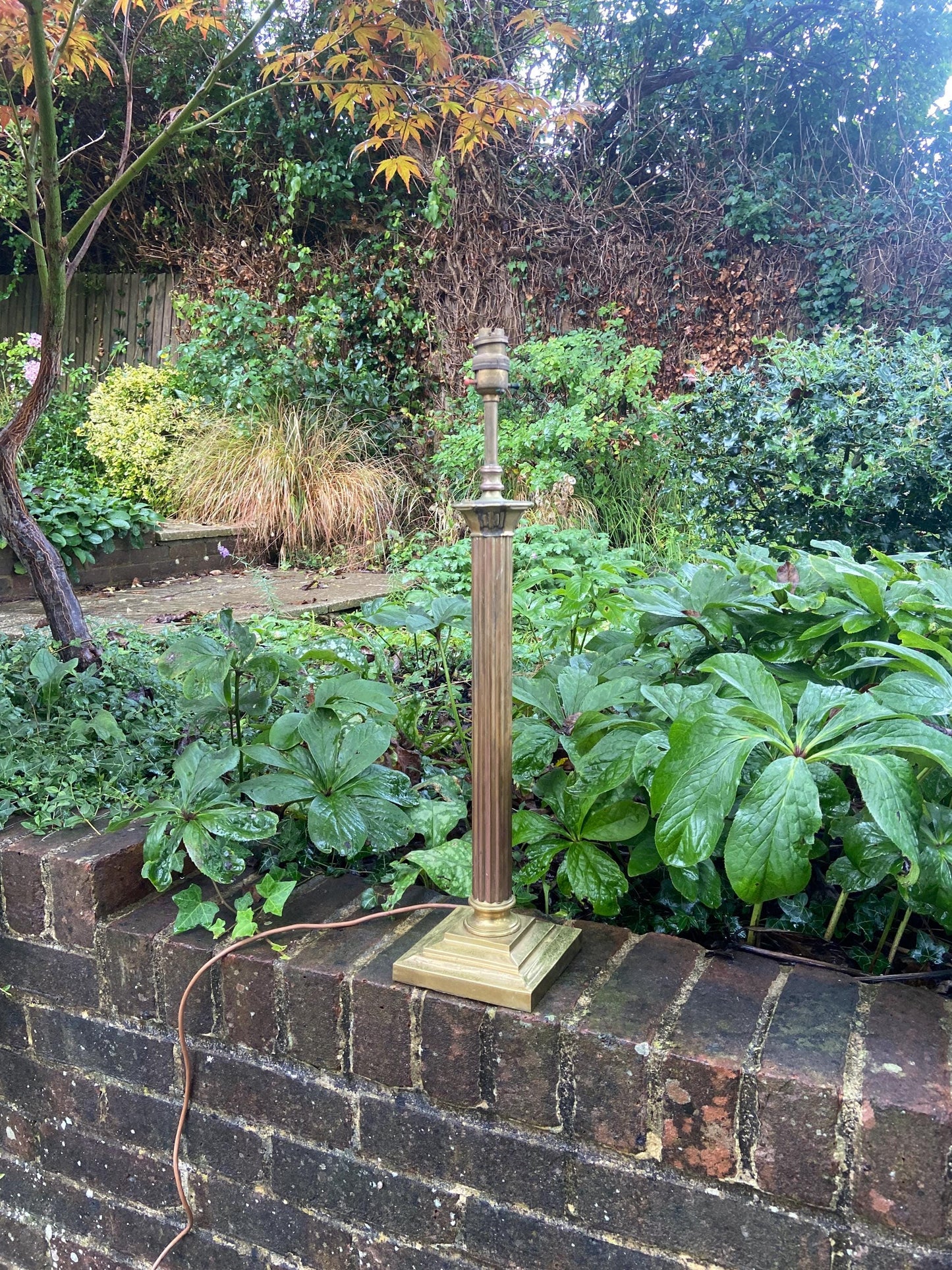 Vintage 1960s/70s Tall Bronze Column Lamp with Square Base