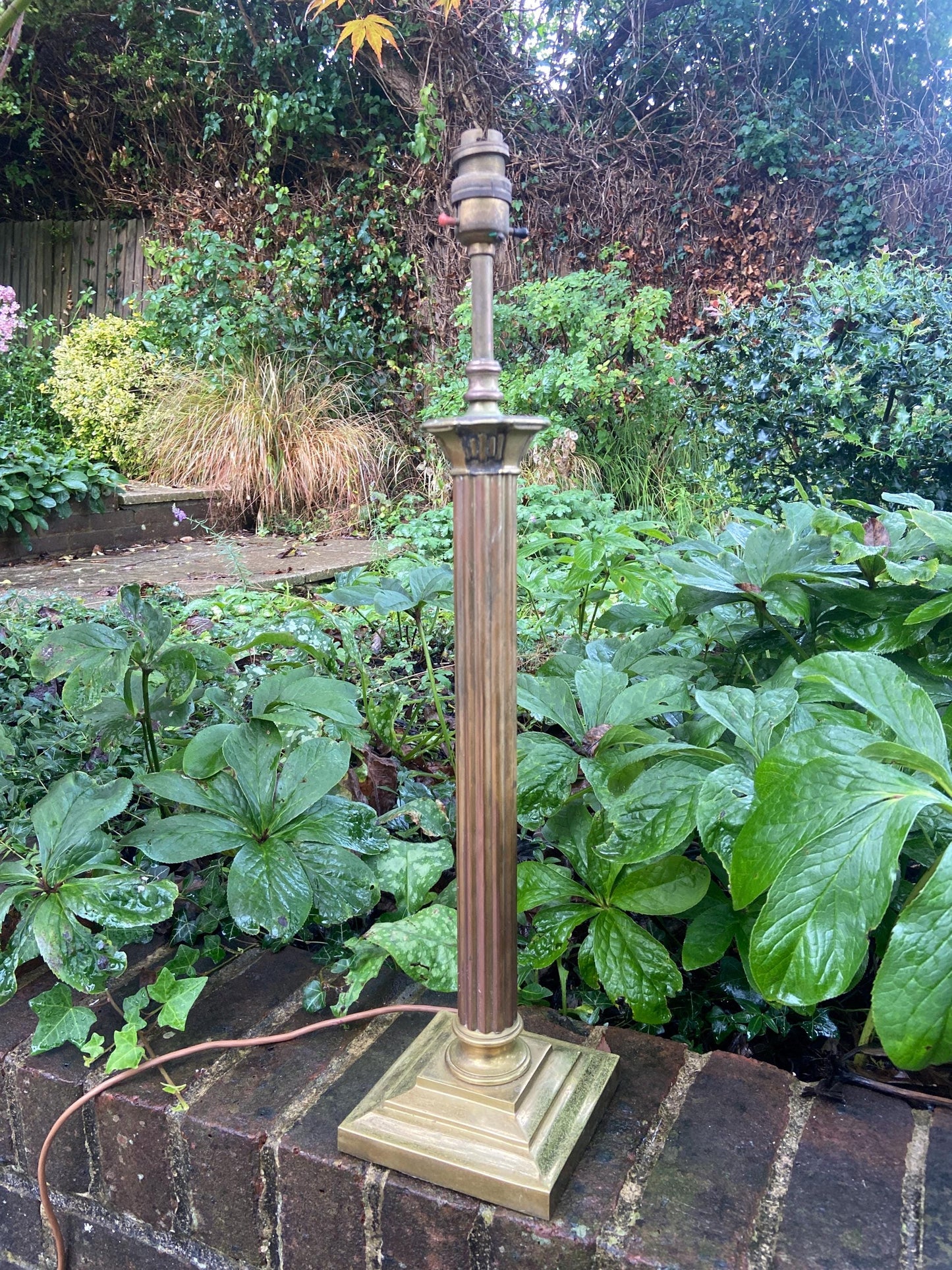 Vintage 1960s/70s Tall Bronze Column Lamp with Square Base