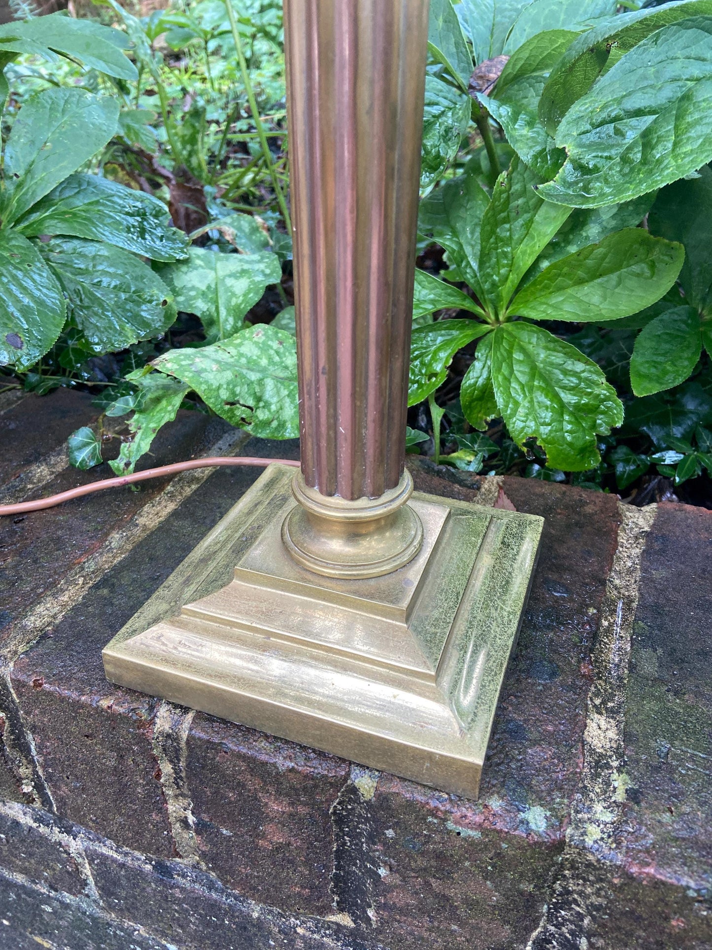 Vintage 1960s/70s Tall Bronze Column Lamp with Square Base