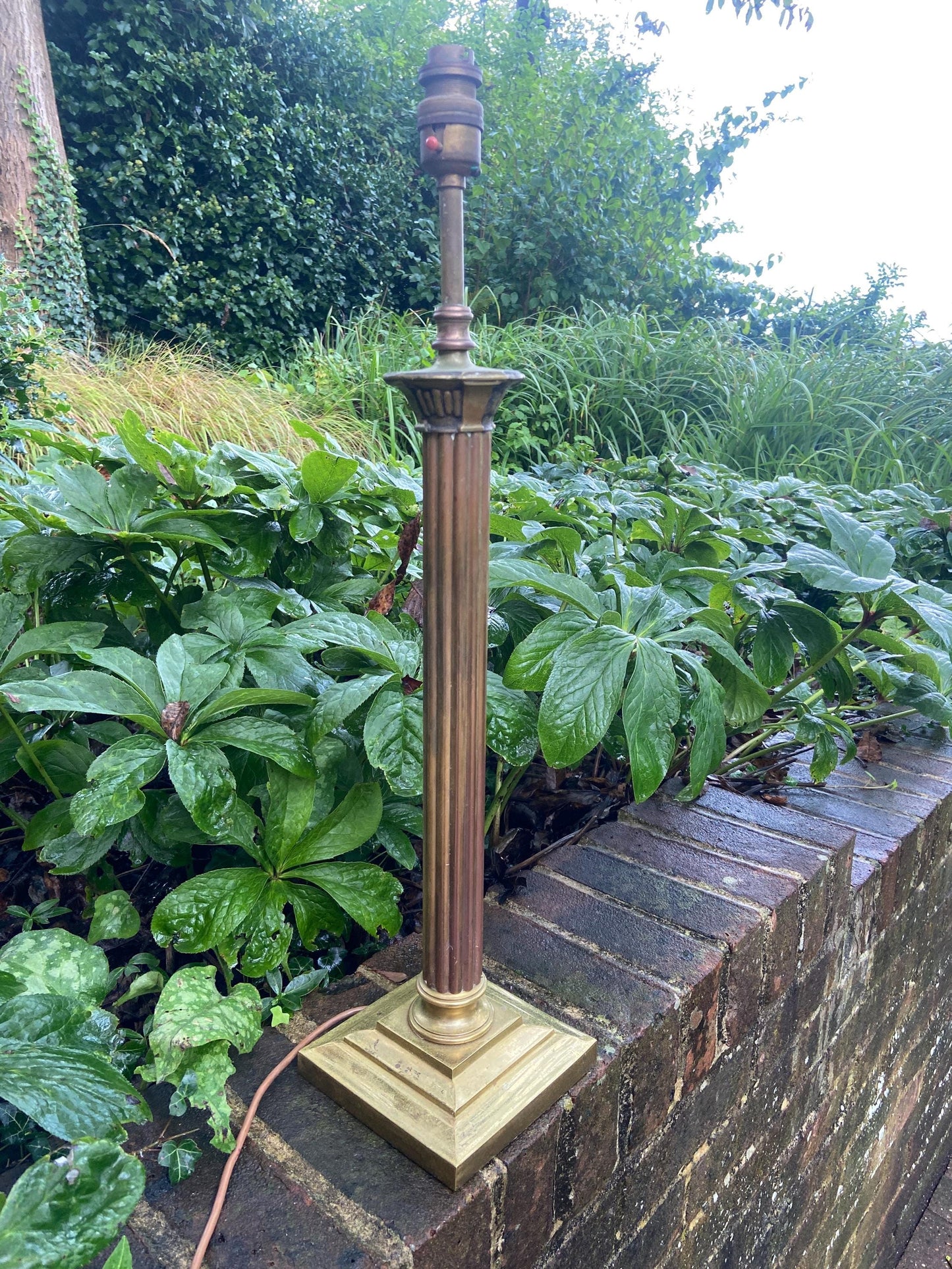 Vintage 1960s/70s Tall Bronze Column Lamp with Square Base
