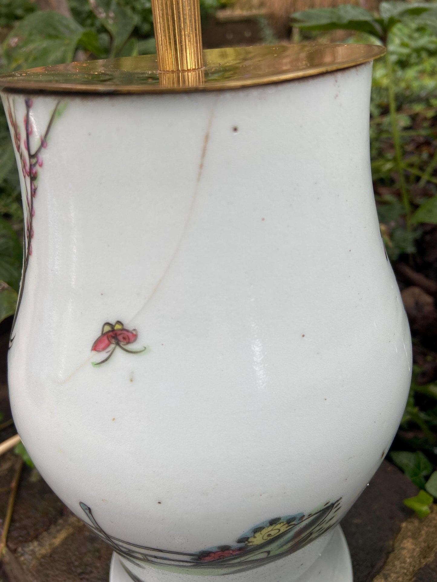 Early 20th Century Japanese oriental hand painted table lamp, Geisha - working condition