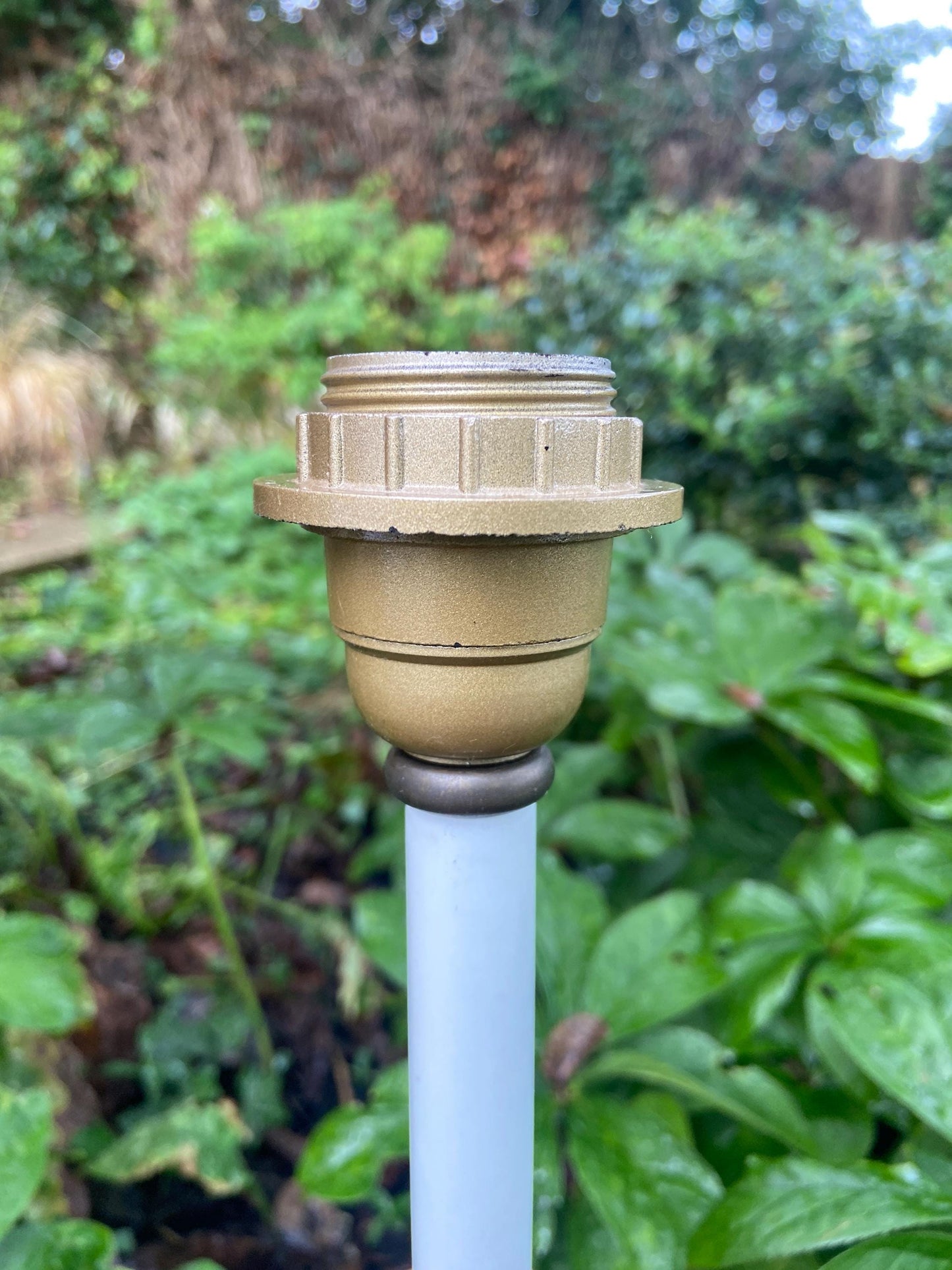 Wonderful quality tall vintage black and brass table lamp