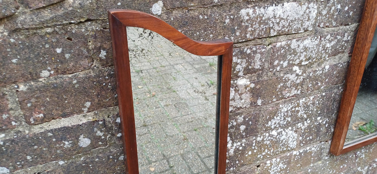Quirky Pair of Upcycled Early 20th Century Shaped Mahogany Wall Mirrors.