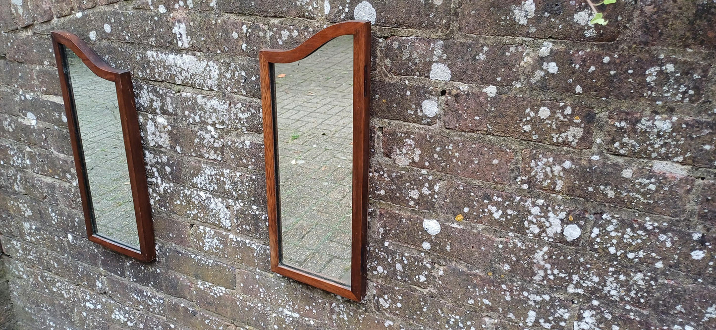 Quirky Pair of Upcycled Early 20th Century Shaped Mahogany Wall Mirrors.