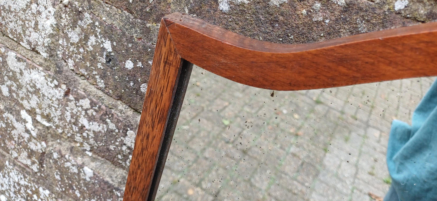 Quirky Pair of Upcycled Early 20th Century Shaped Mahogany Wall Mirrors.