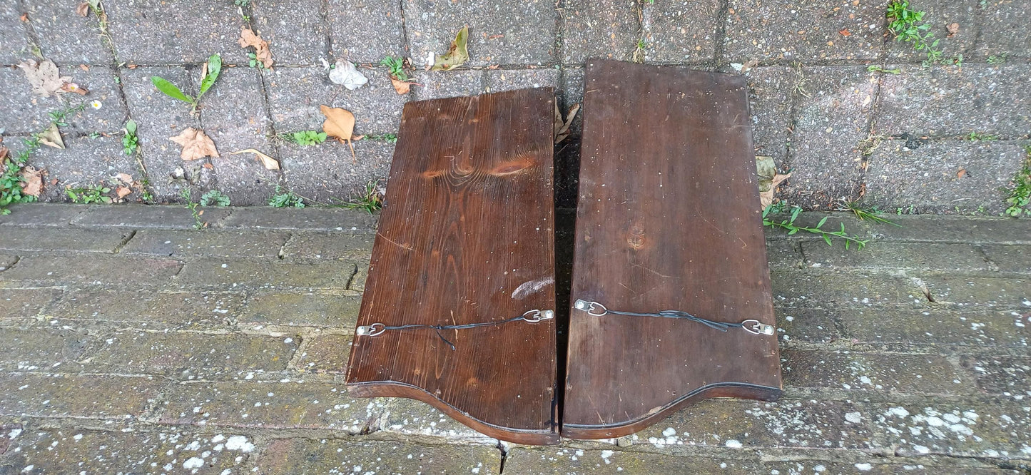 Quirky Pair of Upcycled Early 20th Century Shaped Mahogany Wall Mirrors.