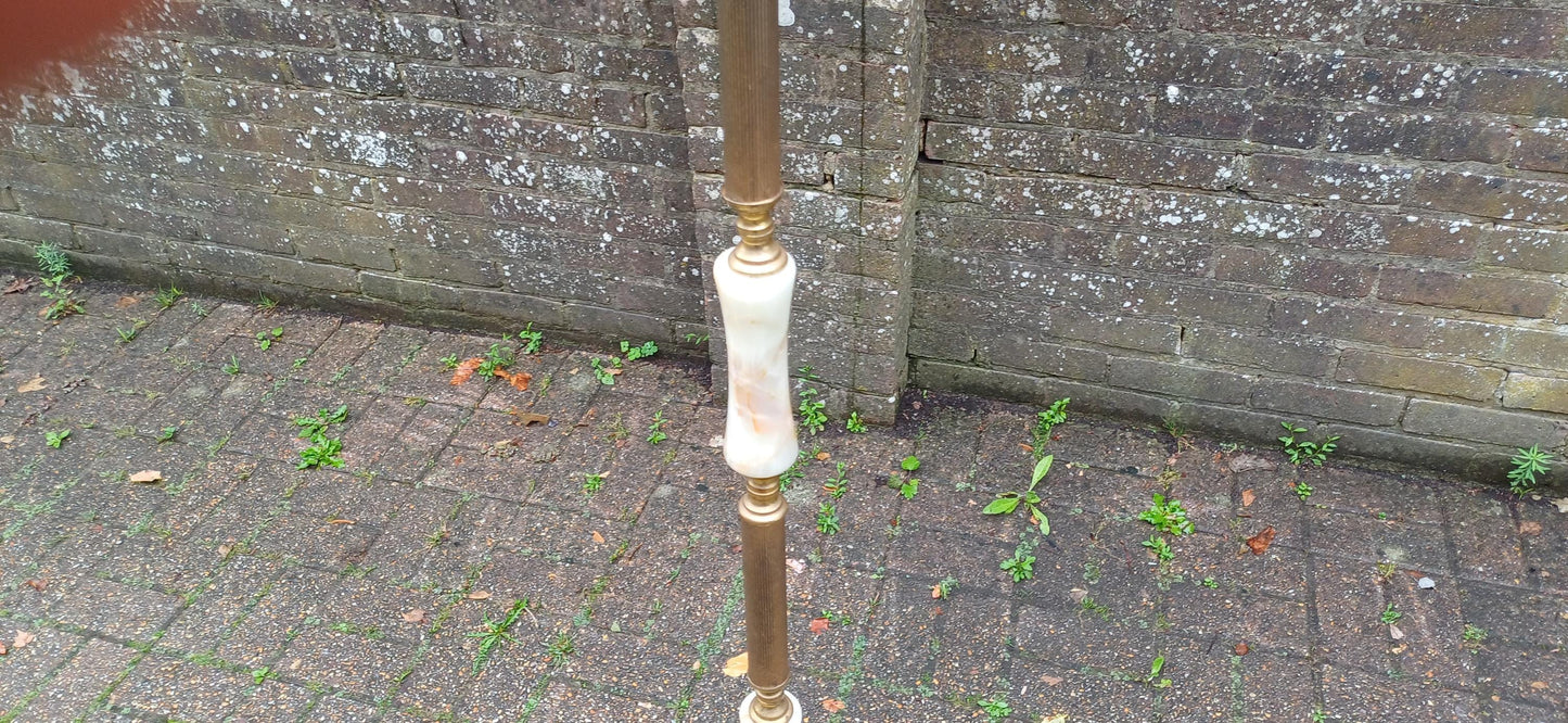 Kitsch Vintage 60s or 70s Retro Marble and Brass Standard Lamp Working.