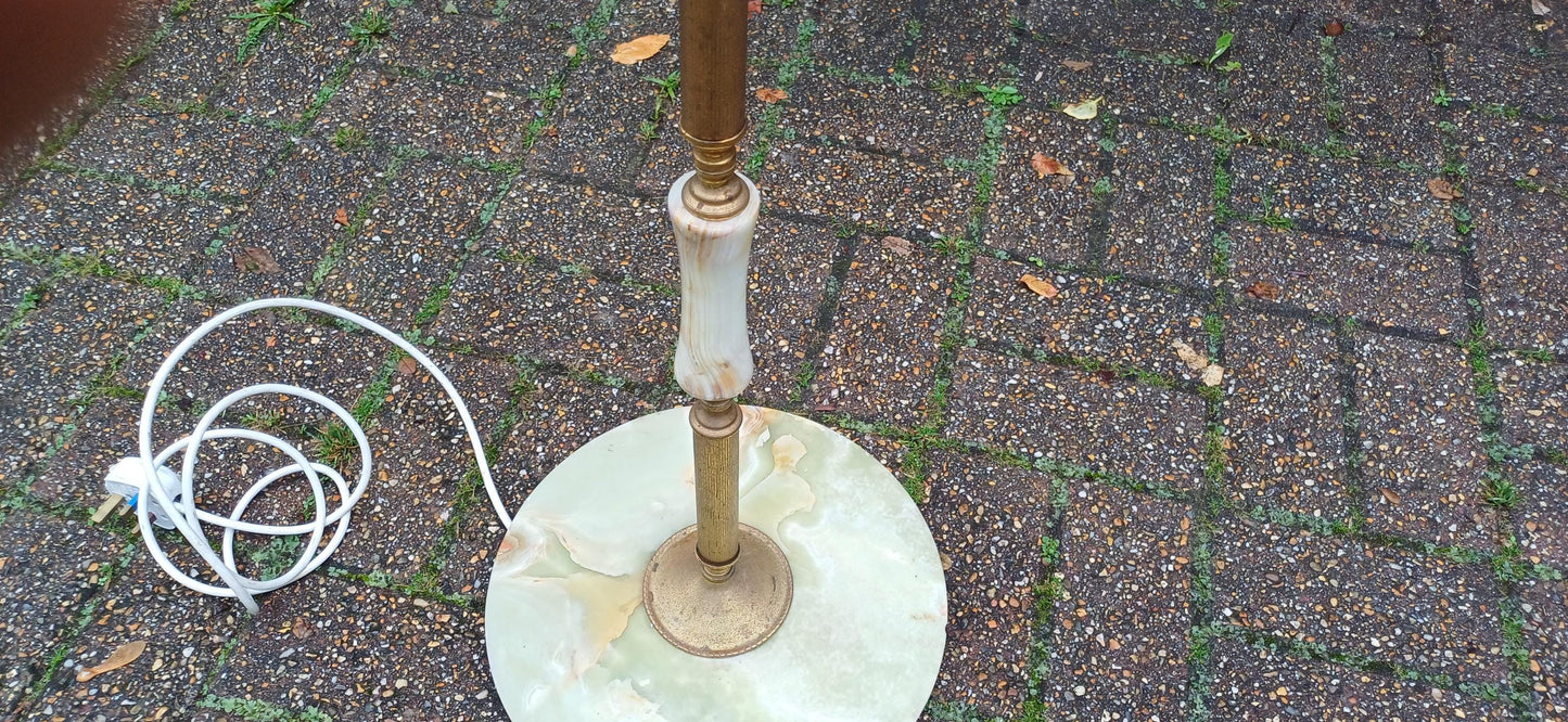 Kitsch Vintage 60s or 70s Retro Marble and Brass Standard Lamp Working.