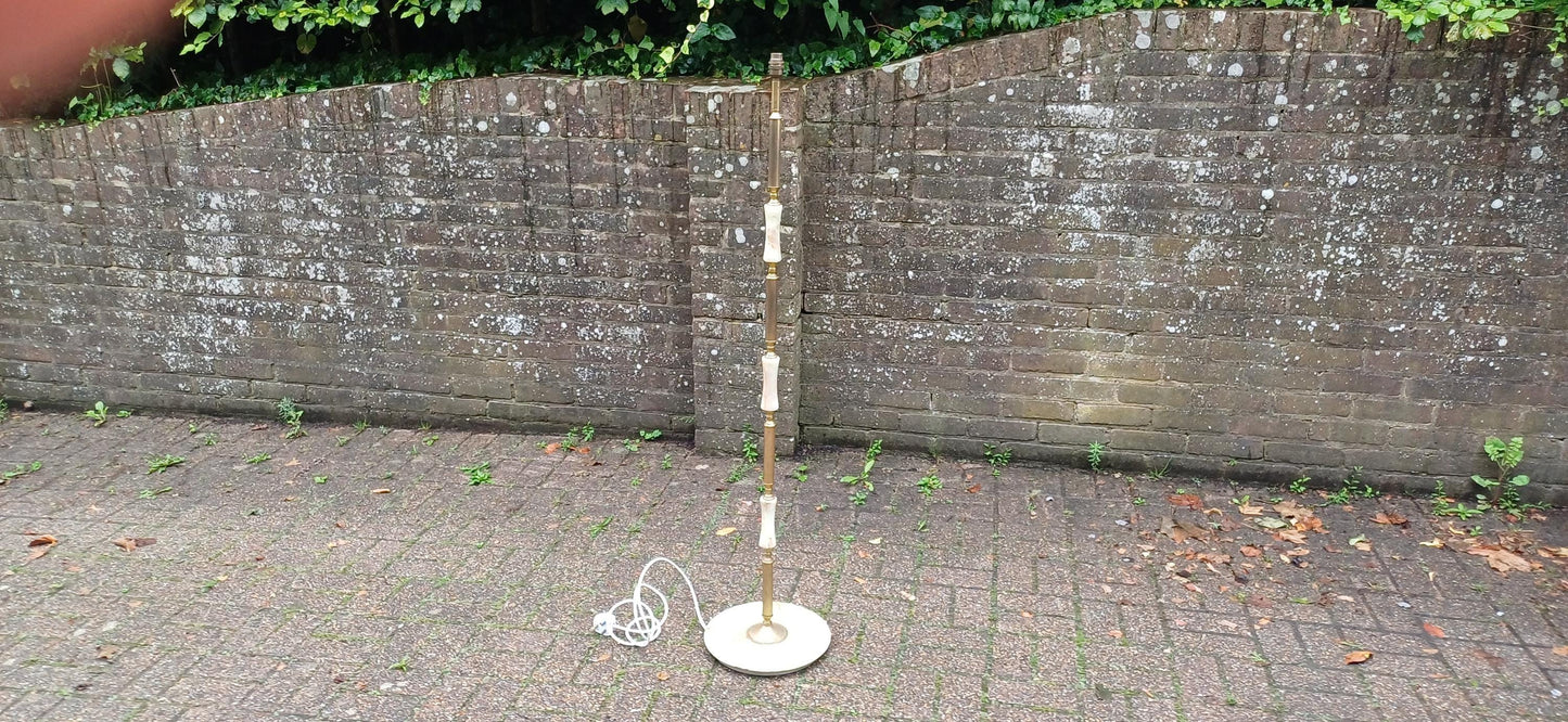 Kitsch Vintage 60s or 70s Retro Marble and Brass Standard Lamp Working.