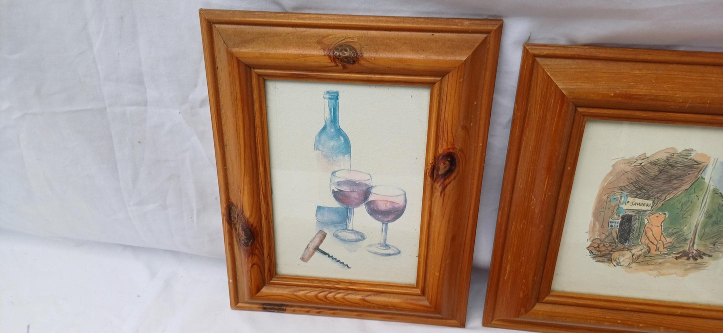 Collection of 6 Pine etc Vintage Pictures Picture Frames Framing Glazed with Boarded Backings Frame Photograph Artist Upcycling Project.