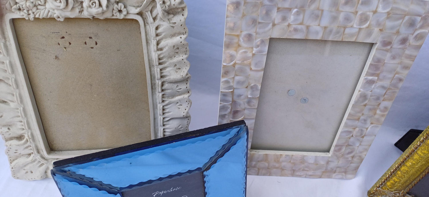 Collection of 6 Vintage Style Pictures Picture Frames Framing Glazed with Boarded Backings Frame Photo Photograph Artist Upcycling Project.