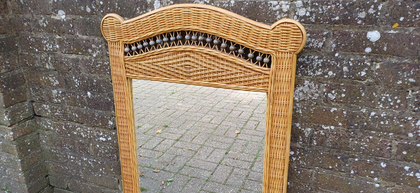 Large Bamboo Rattan Wicker Cane Decorative Wall Mirror 100 x 70 cm