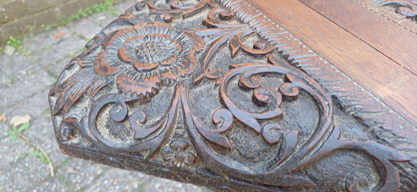 Superbly Deep Carved Vintage Hardwood Stool or Occasional Side Table.