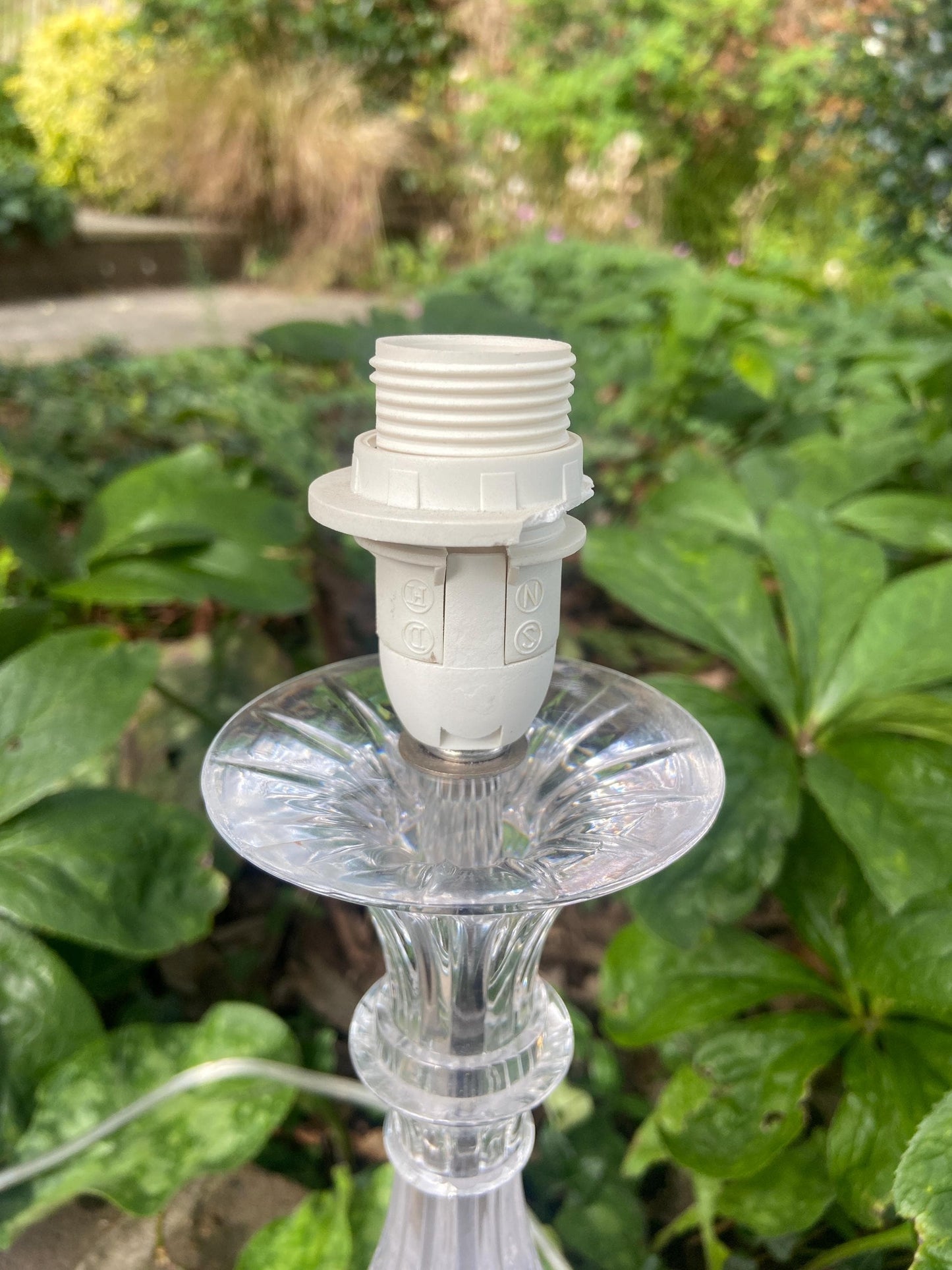 Vintage Laura Ashley Mock Crystal Glass Table lamp, working table vintage lamp