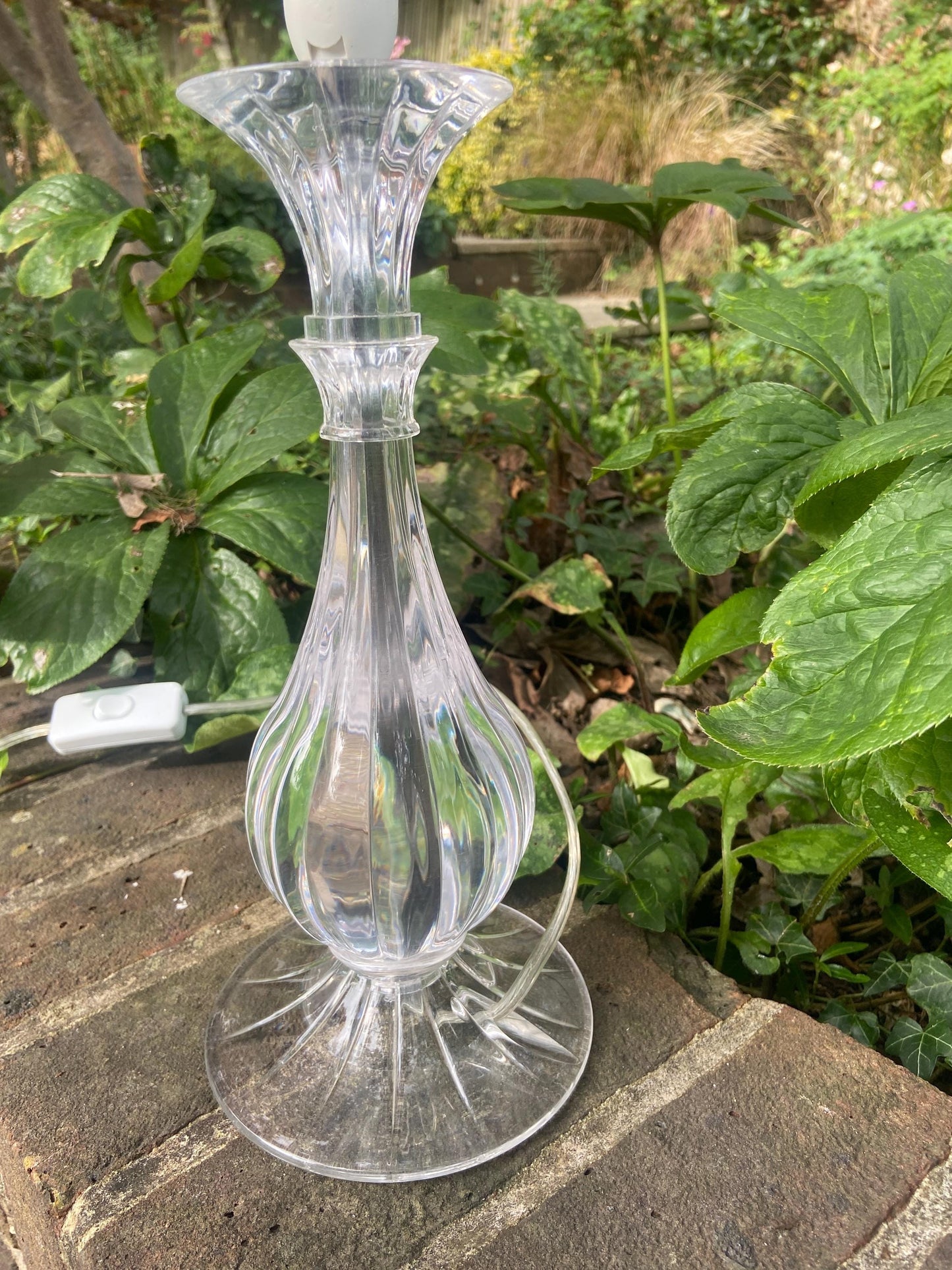 Vintage Laura Ashley Mock Crystal Glass Table lamp, working table vintage lamp