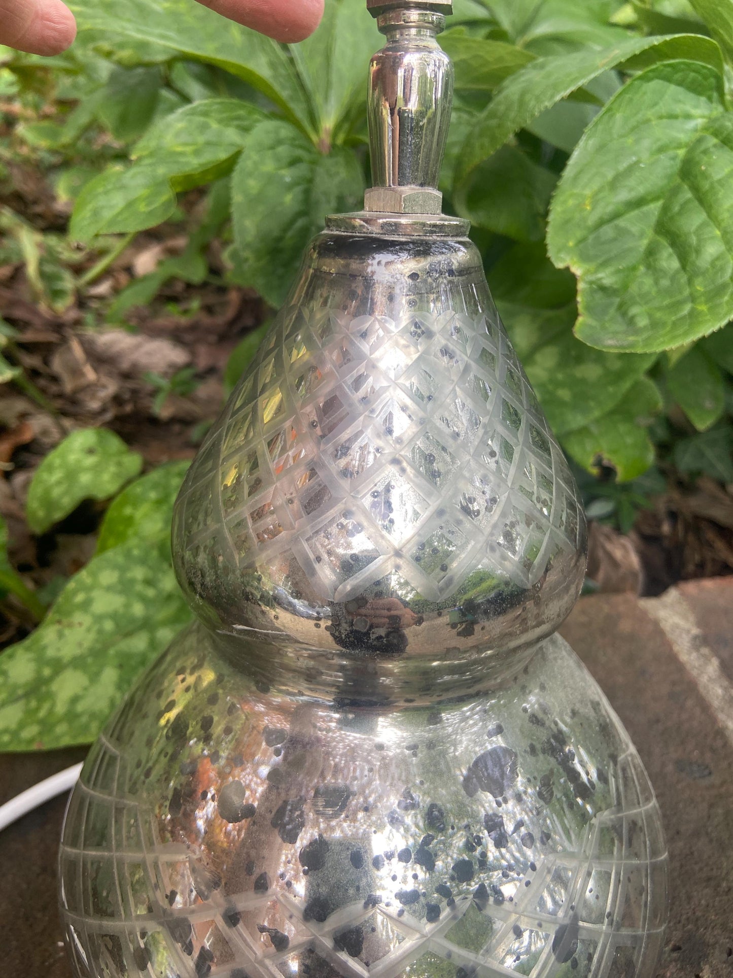 Turkish-Style Vintage Glass Silver Mirrored Table Lamp – Exotic Elegance Illuminated, working condition