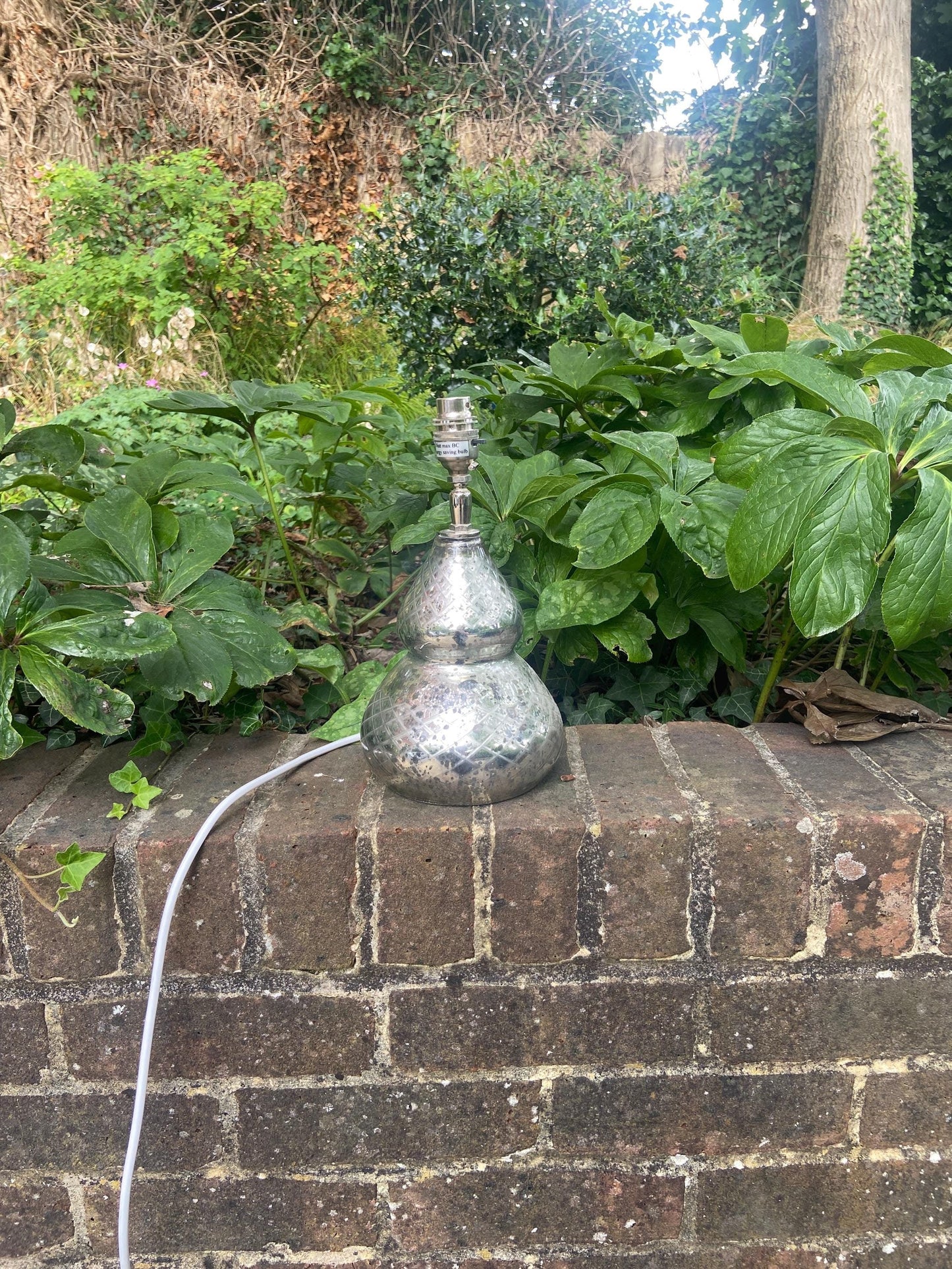 turkish style glass mirror and silver design. working vintage table lamp. silver and glass. working. ottoman