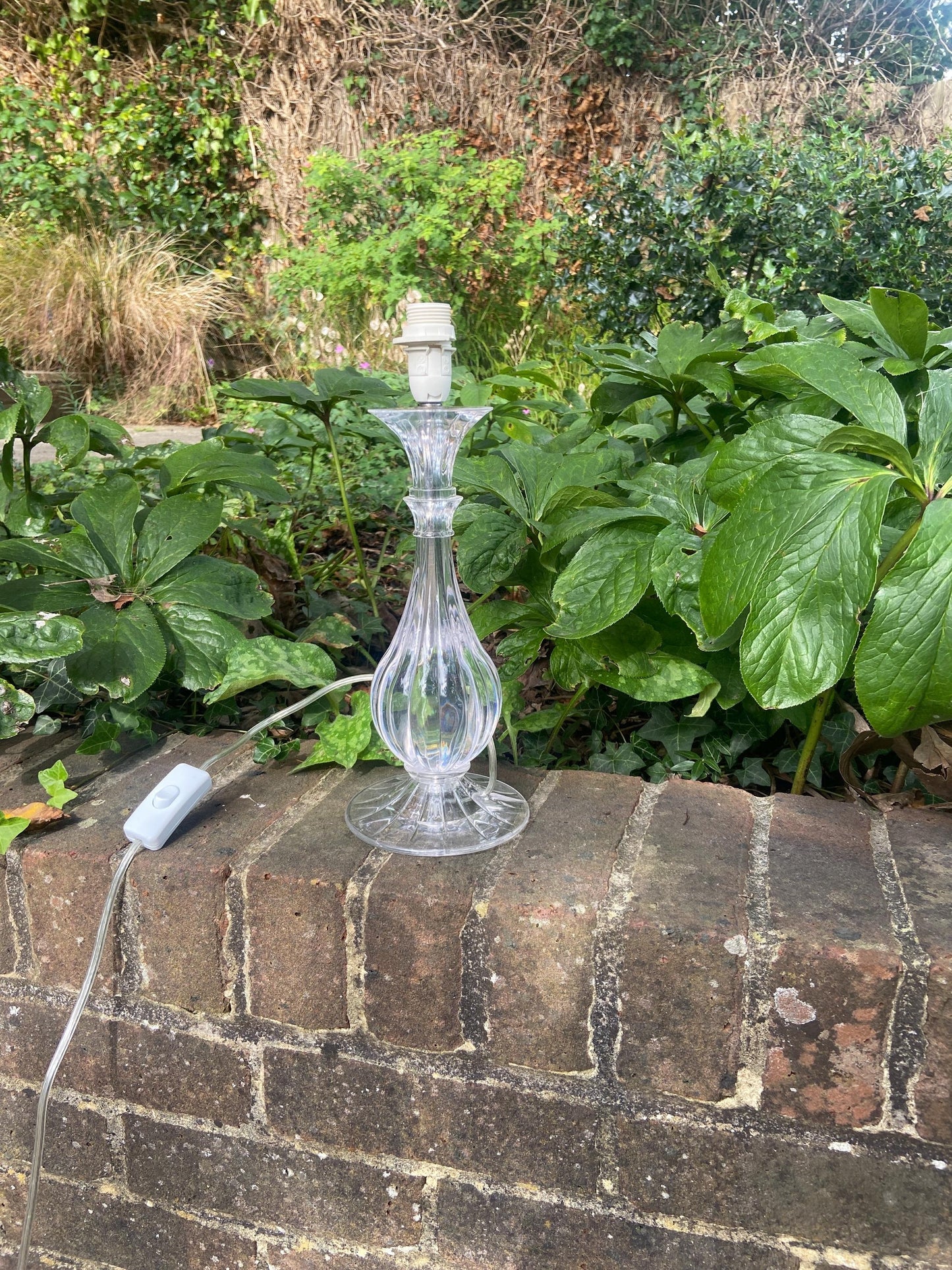 classic vintage table lamp by Laura Ashley. Mock glass made out of perspex and premium plastic. Unbreakable but quality looking. working condition